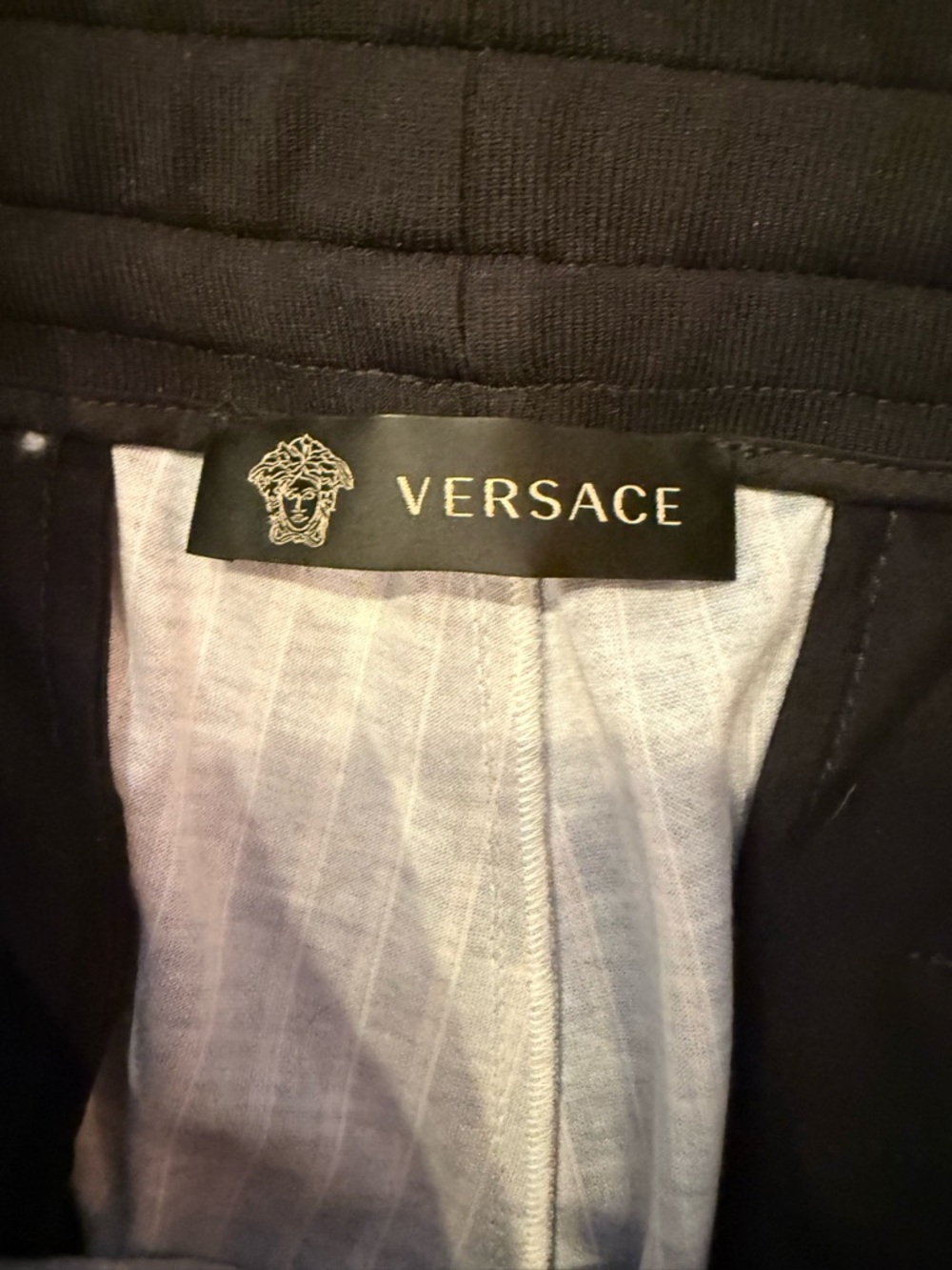 Versace Men's Black Pinstripe Track Pants with Side Stripe Size Large - Picture 6 of 7